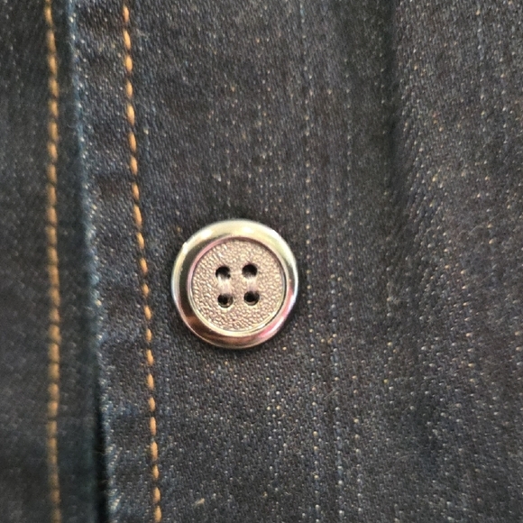 Chico's  Size 1 Peplum Jean Jacket Dark Blue Classic - Picture 3 of 11